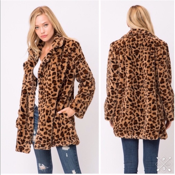 ANIMAL PRINT FAUX FUR COAT🍁 - Picture 5 of 5